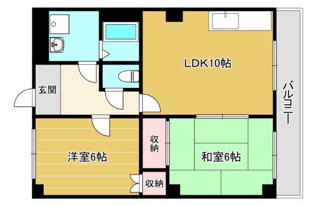 シャルム岡本(2LDK/3階)の間取り写真