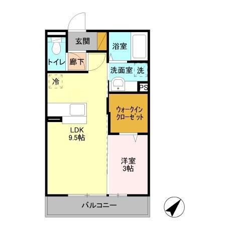 セレーナ並木(1LDK/2階)の間取り写真