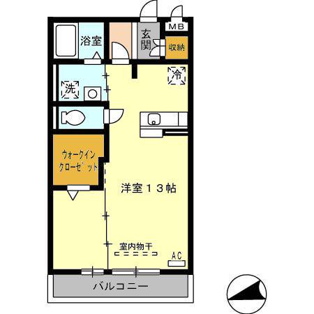 アミティエ(ワンルーム/2階)の間取り写真