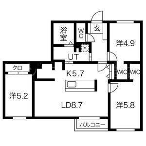 RITZ GRANDE 菊水上町(3LDK/5階)の間取り写真