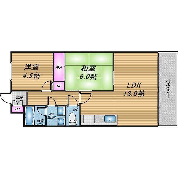 ドーム1番館(2LDK/6階)の間取り写真