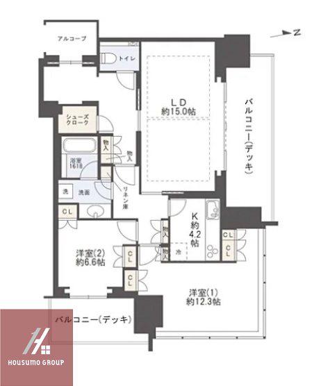 グラングリーン大阪 THE ノース RESIDENCE(2LDK/28階)の間取り写真