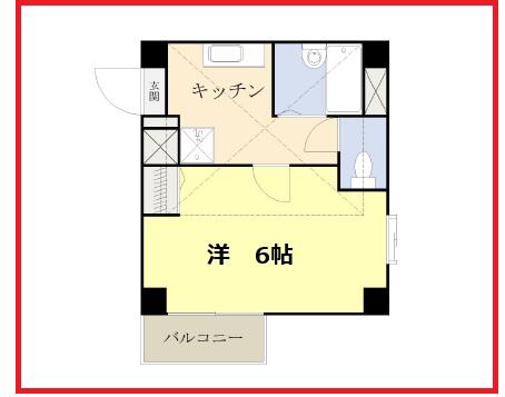 クイーンズコート(1K/1階)の間取り写真
