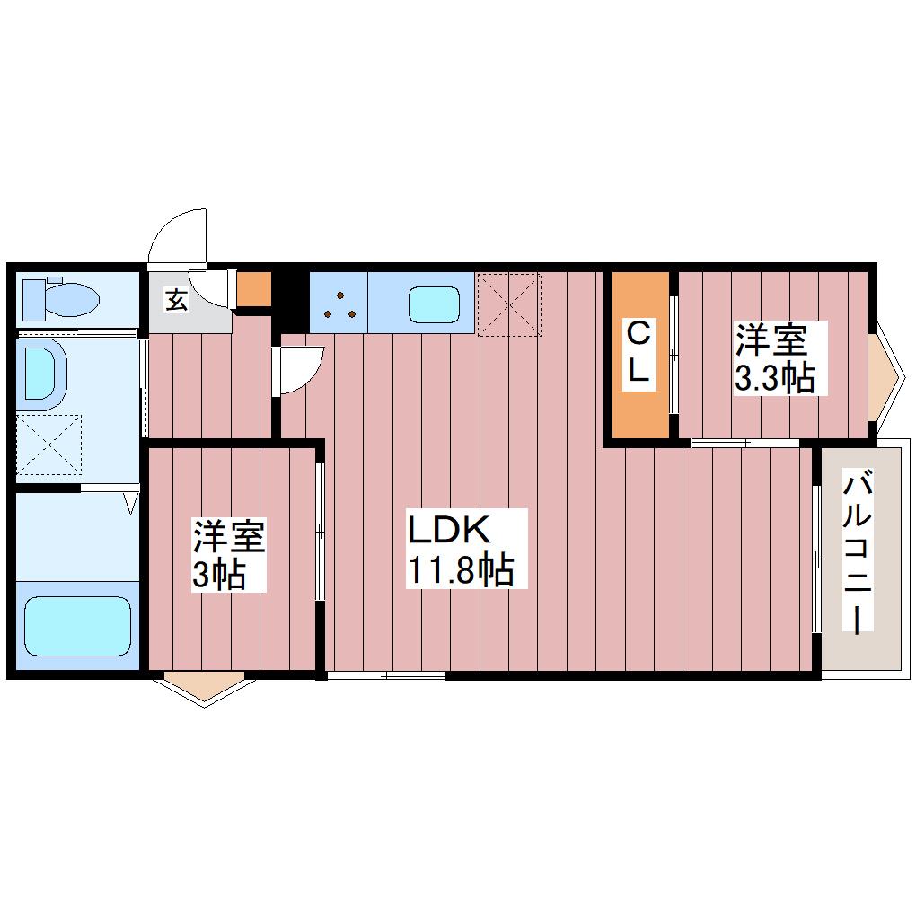 REGALEST長町一丁目NA(2LDK/1階)の間取り写真
