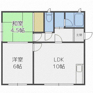 コーポ北斗(2LDK/1階)の間取り写真