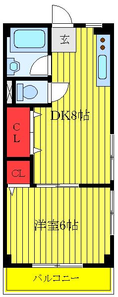 ハイツ高康(1DK/3階)の間取り写真