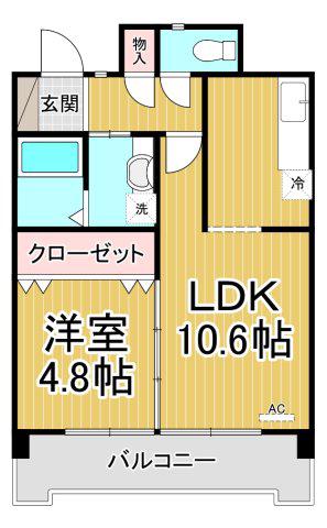 ラディウス武庫之荘(1LDK/2階)の間取り写真