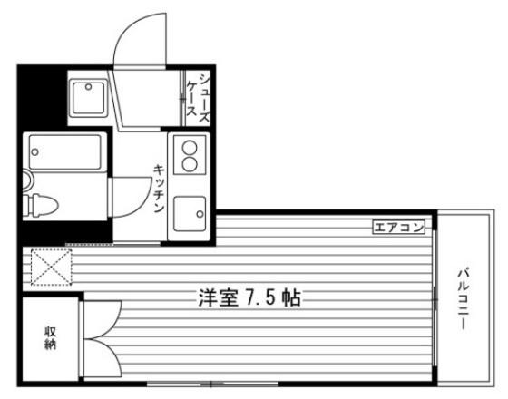 デューク伊福町(1K/2階)の間取り写真