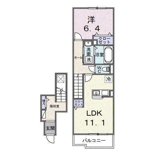 ベル ソーレ メゾン(1LDK/2階)の間取り写真