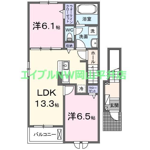 パン・カオレB(2LDK/2階)の間取り写真