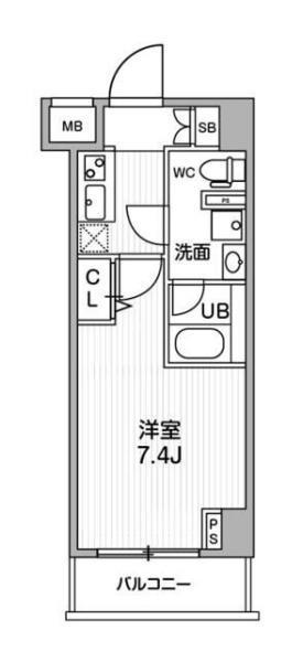 ジェノヴィア阪東橋スカイガーデン(1K/6階)の間取り写真