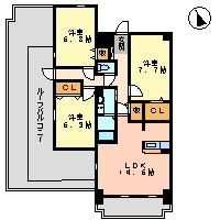 サンリットパインニードル(3LDK/6階)の間取り写真