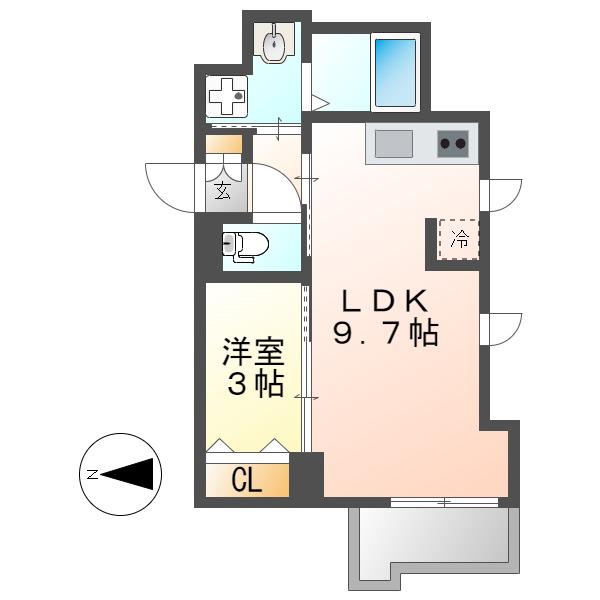 プレサンスTHE大須観音(1LDK/7階)の間取り写真