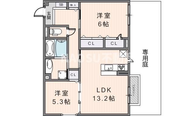 エクシードII(2LDK/3階)の間取り写真
