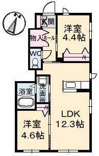 サニーガーデン(2LDK/1階)の間取り写真