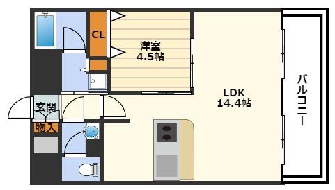 セレニテ梅田北PREMIUM(1LDK/4階)の間取り写真