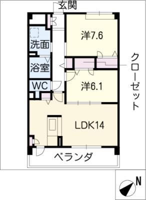 MAISON DE RIVIERE(2LDK/3階)の間取り写真