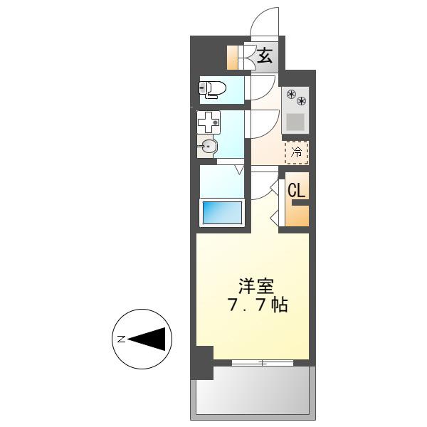 S-RESIDENCE堀田BEAUTE(1K/1階)の間取り写真