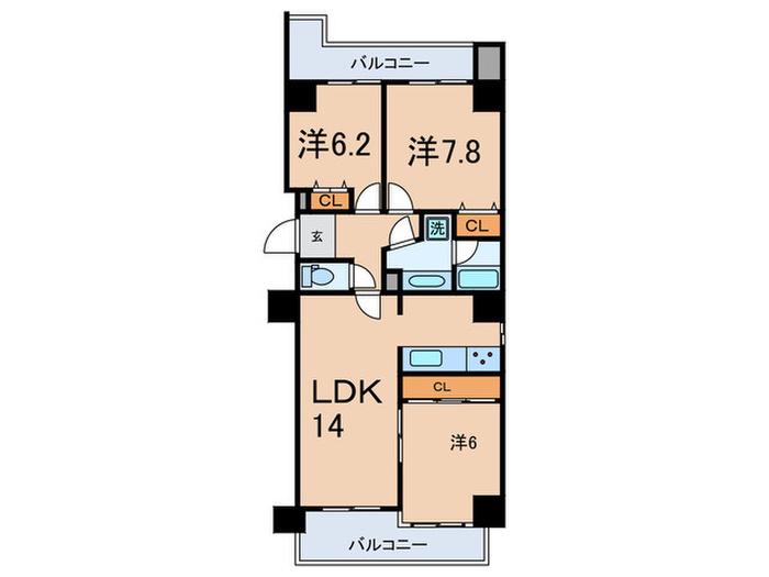 ウィルテラス南大塚(3LDK/5階)の間取り写真