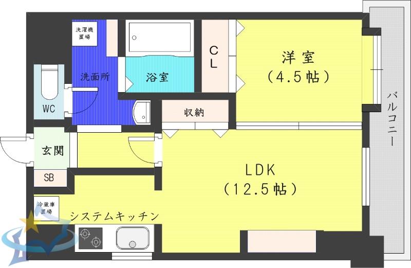 ピュア東彩館2(1LDK/2階)の間取り写真