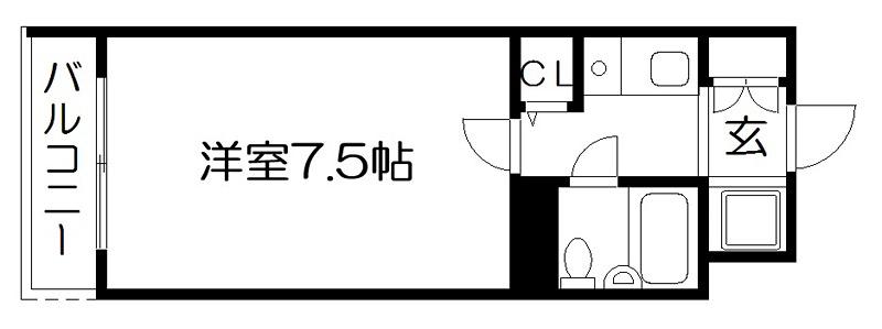 デトムワン 烏丸一条II(1K/3階)の間取り写真