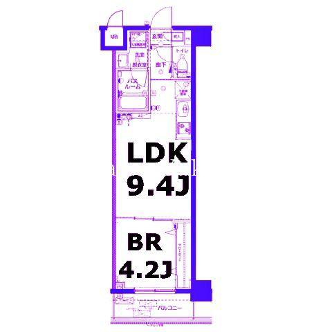 AELL横浜吉野町(1LDK/3階)の間取り写真