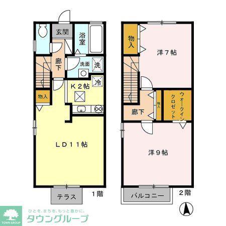 グラシア I(2LDK/2階)の間取り写真