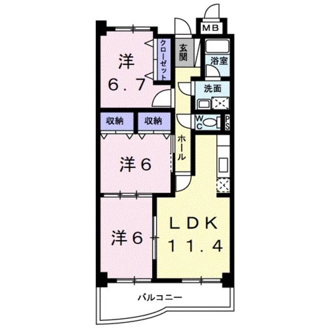 メゾン・ユーカリ(3LDK/5階)の間取り写真