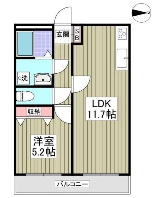 第六竹石マンション(1LDK/2階)の間取り写真