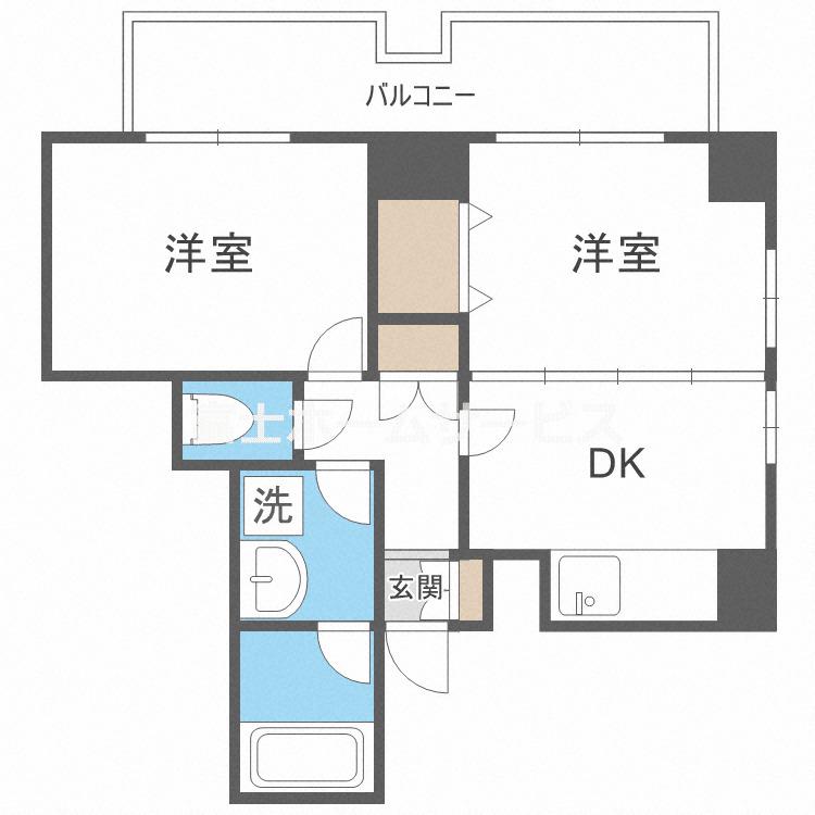 CITY SPIRE難波プレミア(2DK/3階)の間取り写真