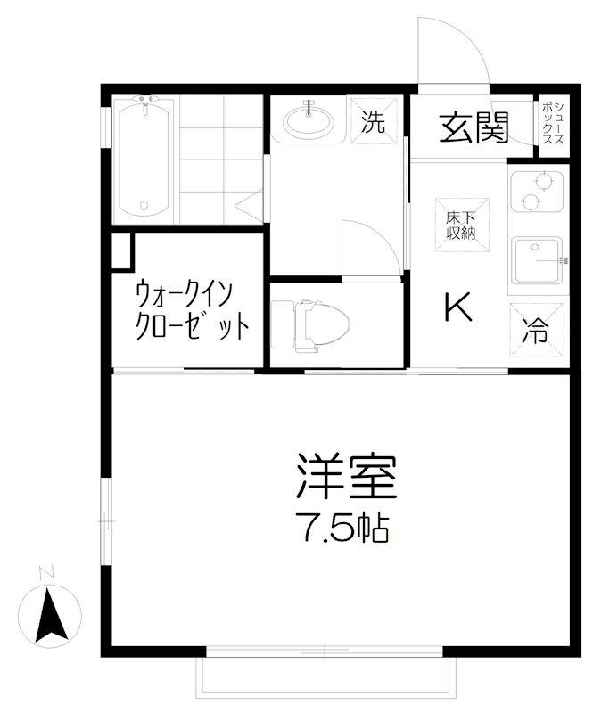 メープルリーフ(1K/1階)の間取り写真