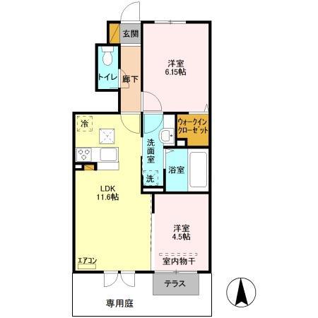 アムール(2LDK/1階)の間取り写真