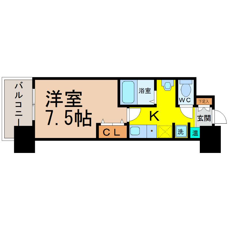 グランカーサ千代田(1K/5階)の間取り写真