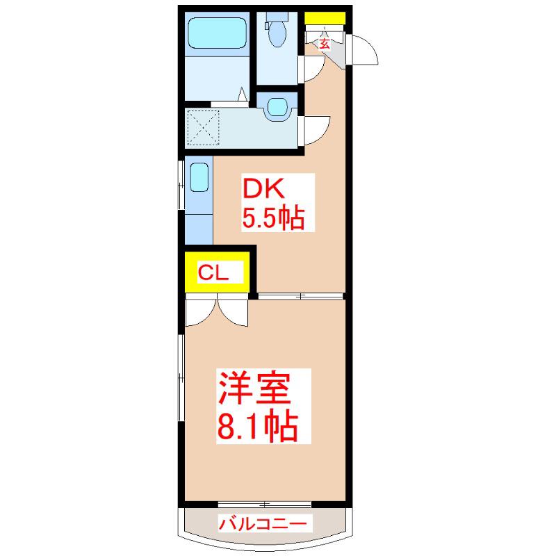 サン・ブルー(1DK/1階)の間取り写真