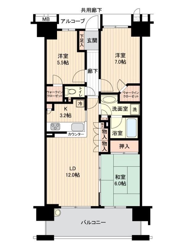 ステラガーデン幕張(3LDK/7階)の間取り写真