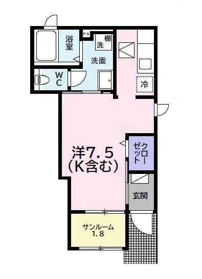 HIKARISU III(1K/1階)の間取り写真