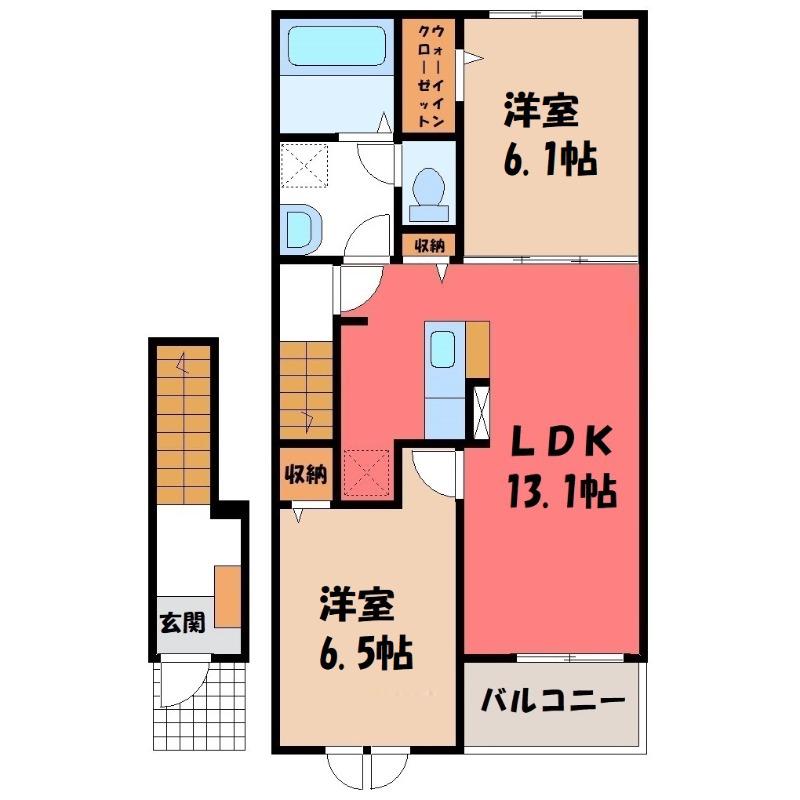 フェリス(2LDK/2階)の間取り写真