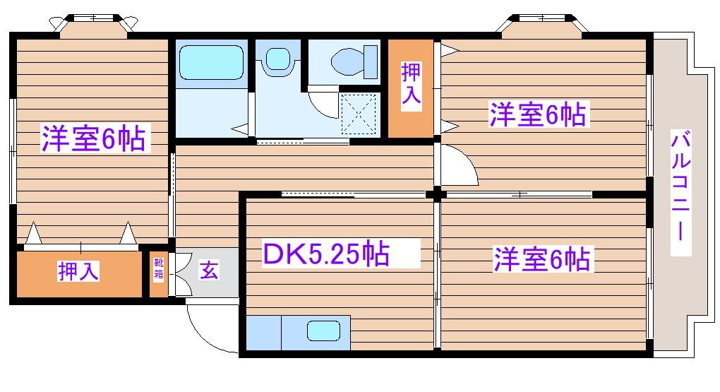 モラール愛子(3DK/1階)の間取り写真