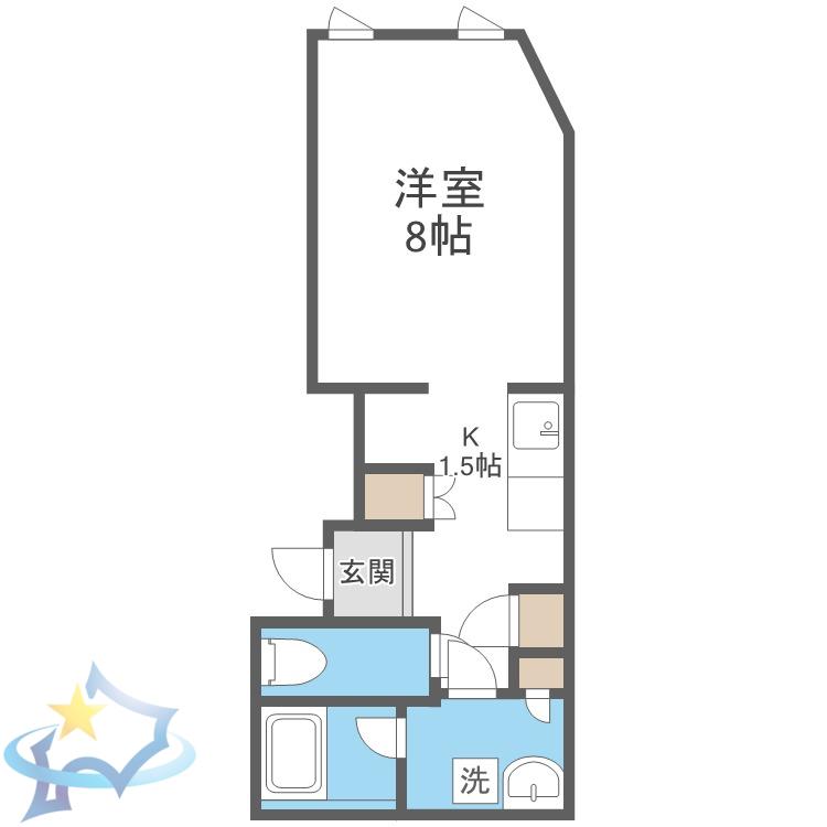 レラ円山(1K/2階)の間取り写真