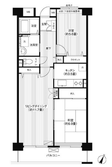 コーポレート浦和別所(2LDK/2階)の間取り写真