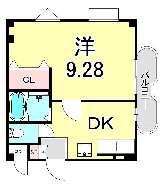 ユーコート武庫川(1DK/3階)の間取り写真