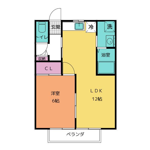アミューズメント銀鈴 A棟(1LDK/2階)の間取り写真
