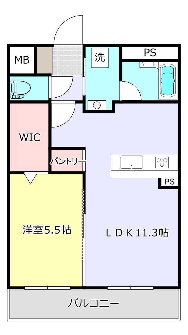 昭和町ユーミー(1LDK/3階)の間取り写真