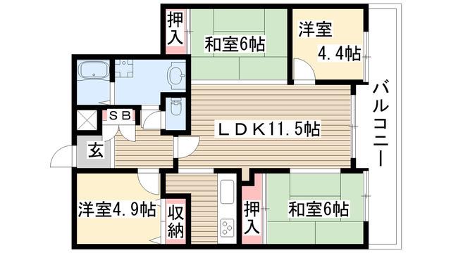 ユーハウス長久手(4LDK/3階)の間取り写真