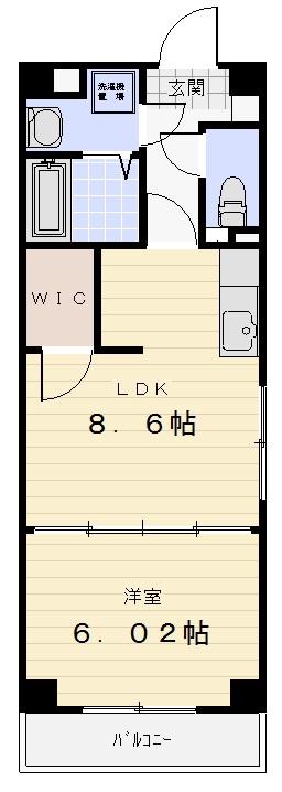 S-FORT津新町(1LDK/4階)の間取り写真