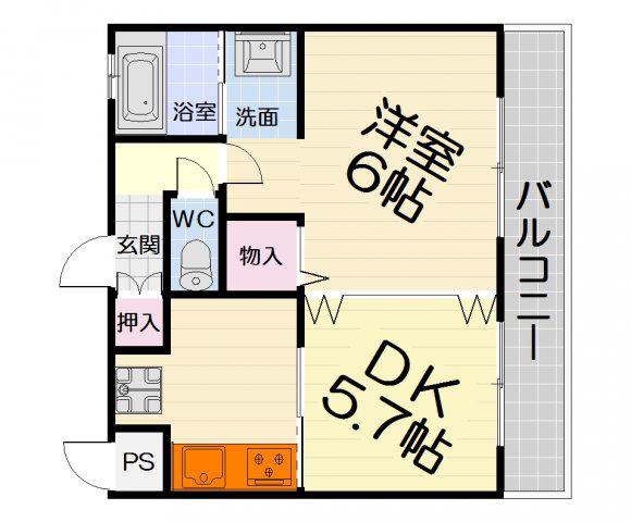 GRECALE松之浜(1DK/3階)の間取り写真