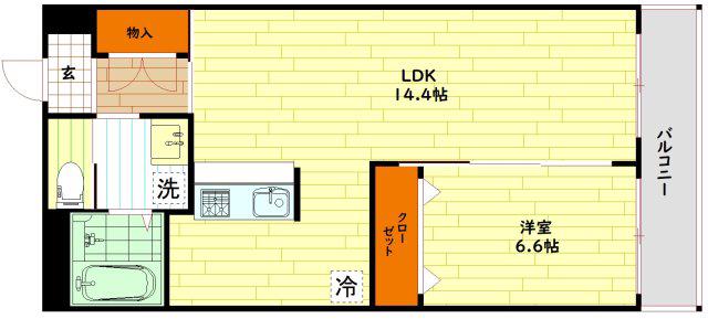 おおきに大阪天満サニーアパートメント(1LDK/7階)の間取り写真