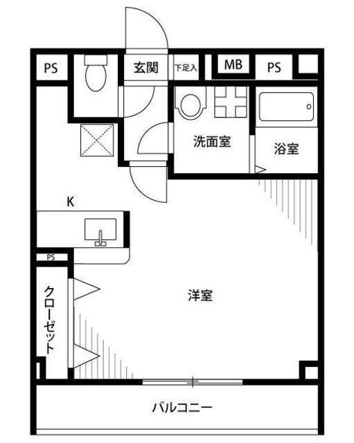 アンプルールフェールYAHAGI(ワンルーム/1階)の間取り写真