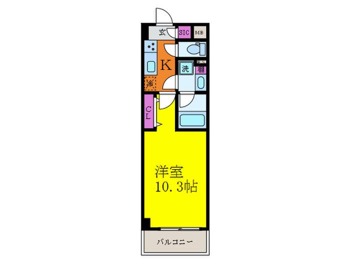 CALME高浜(1K/2階)の間取り写真
