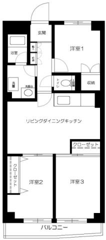 ウィスタリア(3LDK/3階)の間取り写真